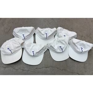 Lot of 7 Absolut Vodka White Strapback Hats Blue Logo Promo Bar Advertising Caps